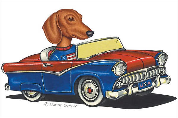 Dachshunds: Dachshund USA Car II by Danny Gordon