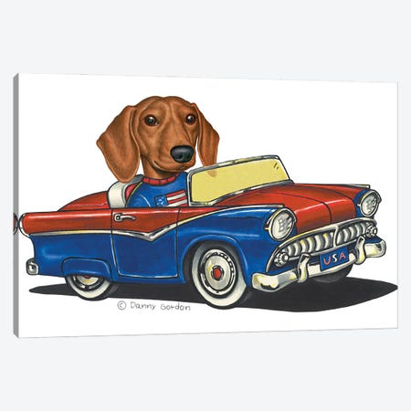 Dachshund USA Car III Canvas Print #DNG304} by Danny Gordon Art Print