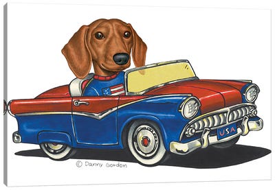 Dachshund USA Car III Canvas Art Print - Danny Gordon