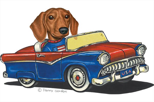 Dachshunds: Dachshund USA Car III by Danny Gordon
