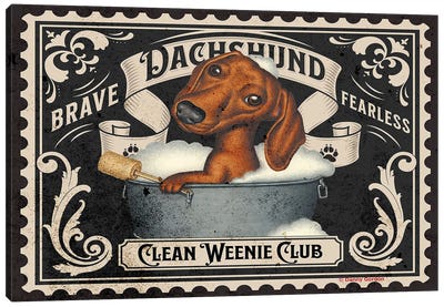 Clean Dachshund Stamp Canvas Art Print - Bathroom Humor Art