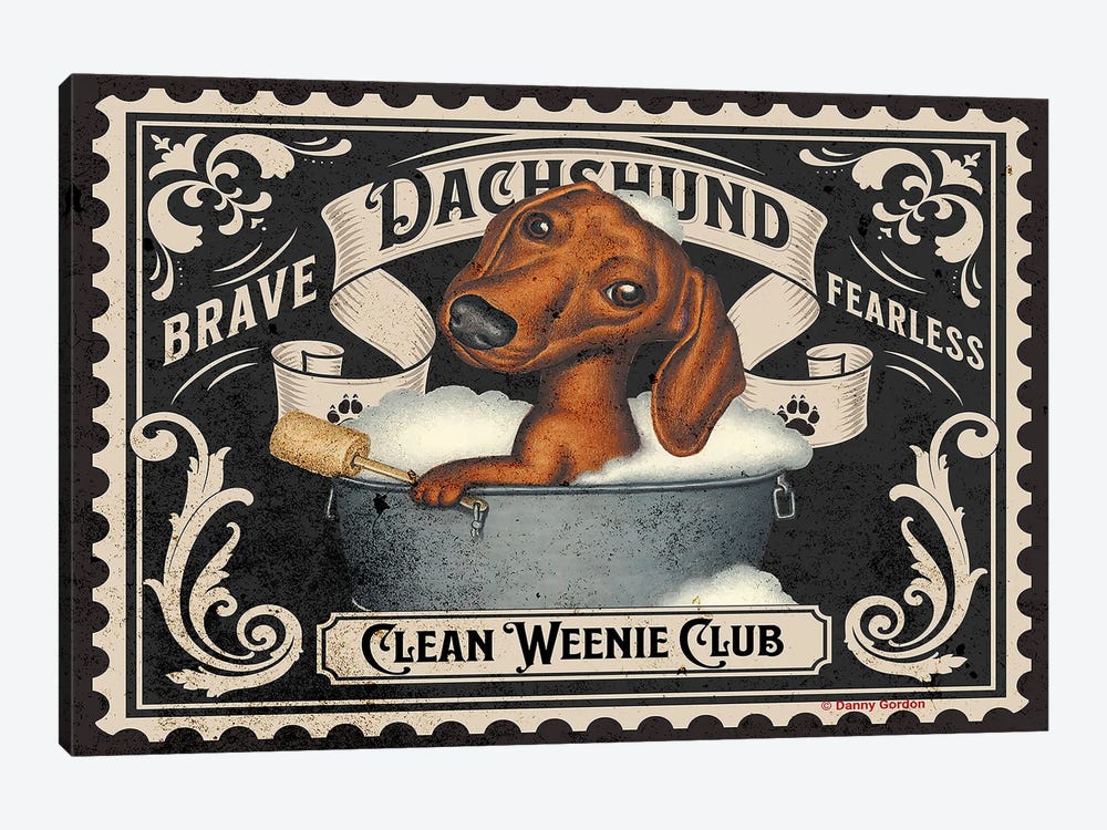 Clean Dachshund Stamp by Danny Gordon 1-piece Canvas Print