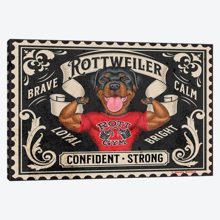 Rottweiler Muscles Stamp Canvas Print #DNG332} by Danny Gordon Art Print