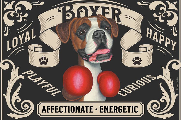 Boxing Boxer Dog Stamp Horizontal by Danny Gordon wall art