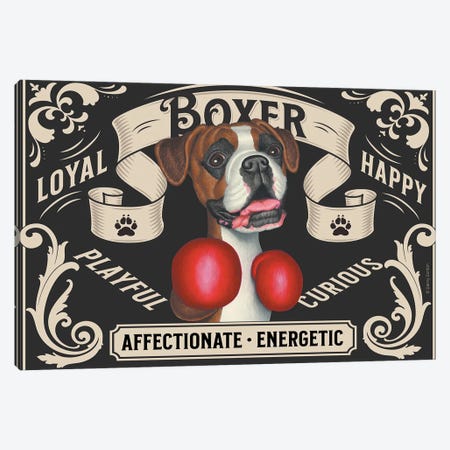 Boxing Boxer Dog Stamp Horizontal Canvas Print #DNG344} by Danny Gordon Canvas Print
