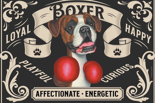 Boxers: Boxing Boxer Dog Stamp Horizontal by Danny Gordon