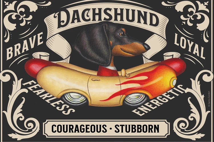 Black Dachshund Flame Wiener Car Stamp Horizontal