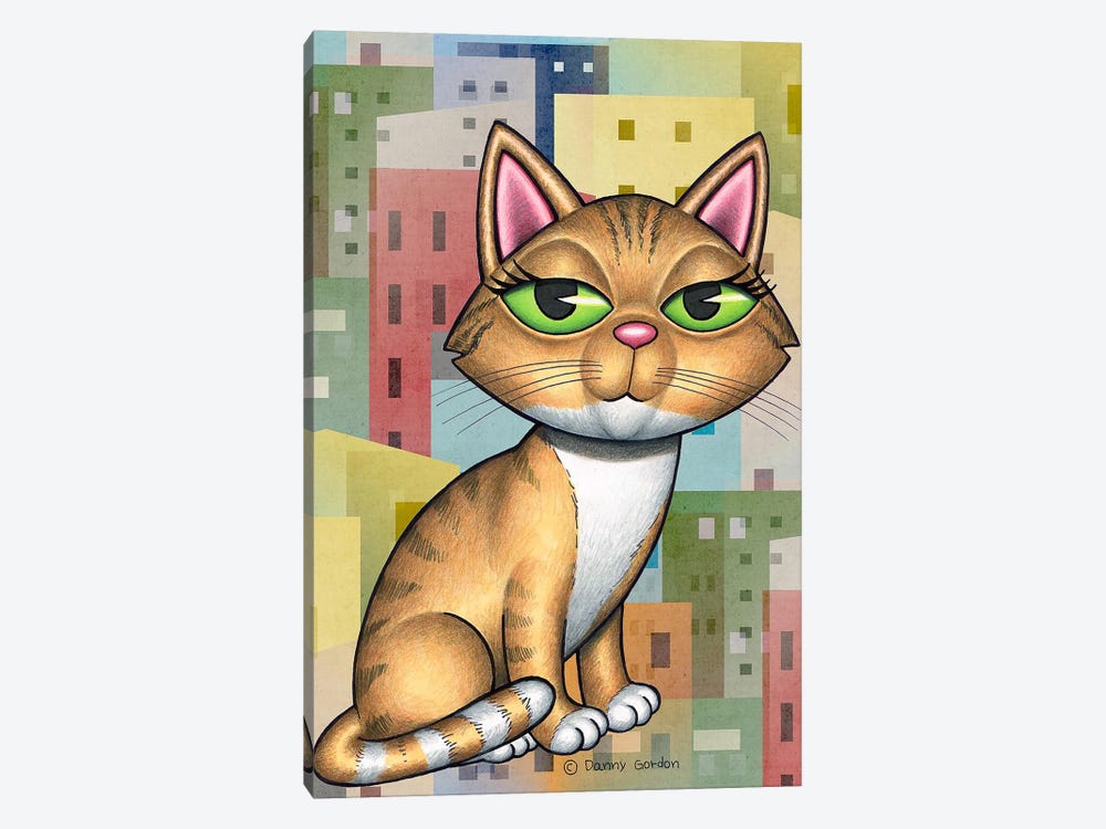 Orange Tabby Cat Cityscape by Danny Gordon 1-piece Canvas Artwork