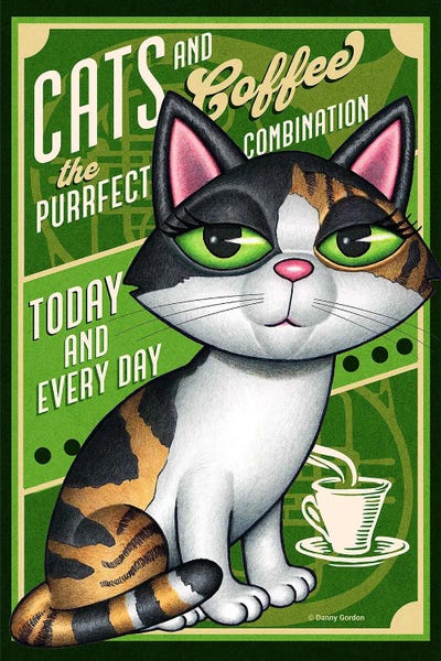 Calico Cats And Coffee by Danny Gordon canvas print