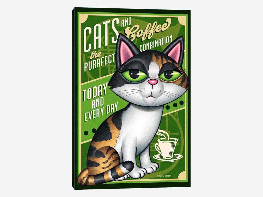 Calico Cats And Coffee by Danny Gordon 1-piece Canvas Print