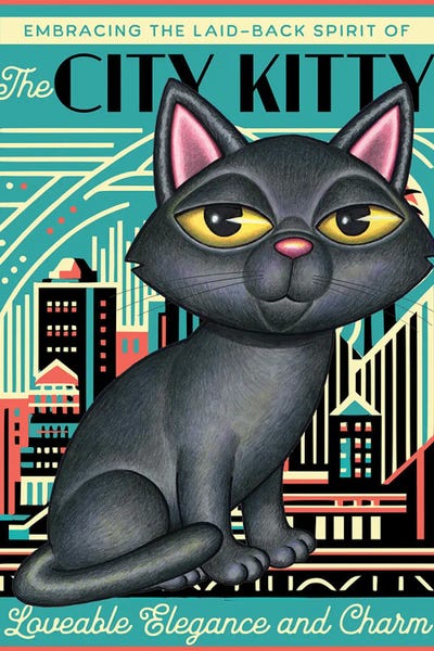 Black Kitty City Kitty by Danny Gordon framed canvas print