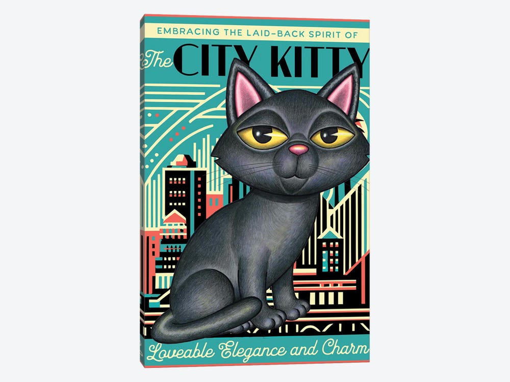 Black Kitty City Kitty by Danny Gordon 1-piece Art Print