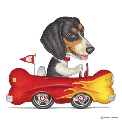 Beagle Flaming Bone Car by Danny Gordon metal wall art