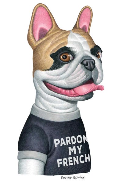 Danny Gordon: French Bulldog With Black T-Shirt by Danny Gordon