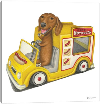 Dachshund Hot Dog Truck Canvas Art Print - Trucks