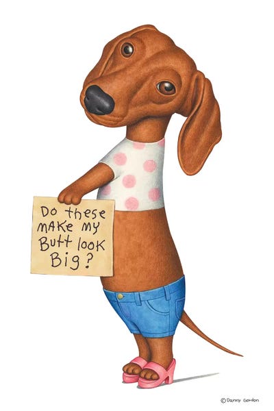 Dachshund Jean Shorts by Danny Gordon metal wall art