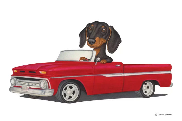 Dachshund Red Car