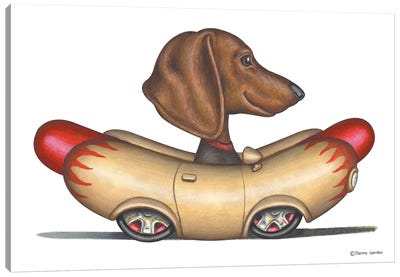 Dachshund Wienermobile Canvas Art Print - Danny Gordon