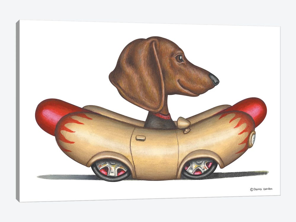Dachshund Wienermobile by Danny Gordon 1-piece Canvas Wall Art
