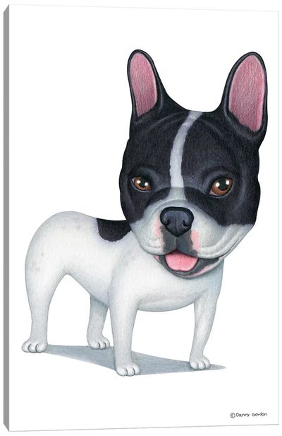 French Bulldog White And Black Canvas Art Print - Danny Gordon