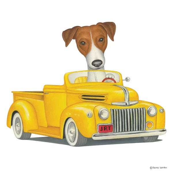 Jack Russell Terriers: Jack Russell Terrier Yellow Truck by Danny Gordon