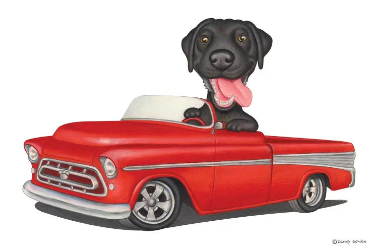 Labrador Retriever Red Car