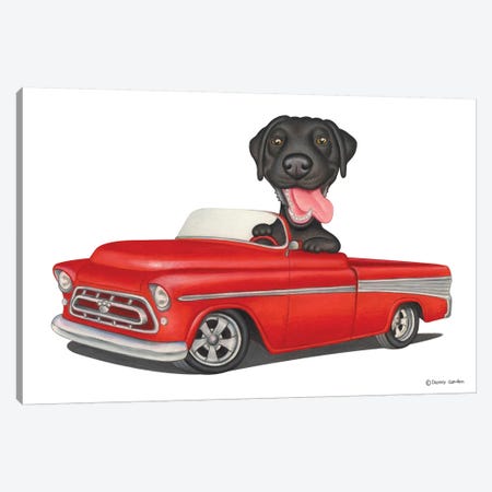 Labrador Retriever Red Car Canvas Print #DNG80} by Danny Gordon Canvas Art Print