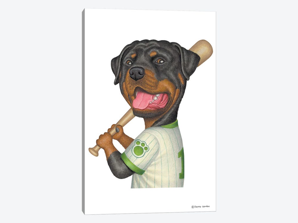 Rottweiler Ballplayer by Danny Gordon 1-piece Canvas Print