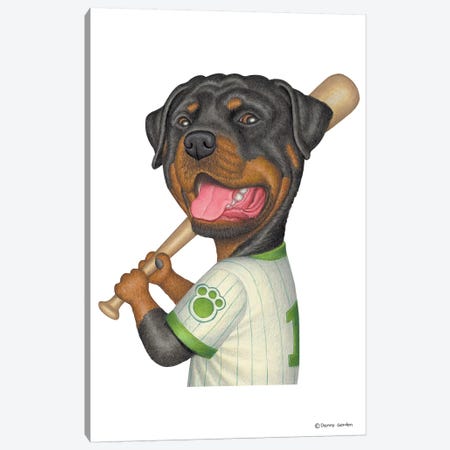 Rottweiler Ballplayer Canvas Print #DNG88} by Danny Gordon Canvas Art Print