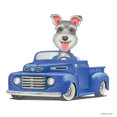 Schnauzer Blue Truck by Danny Gordon metal wall art