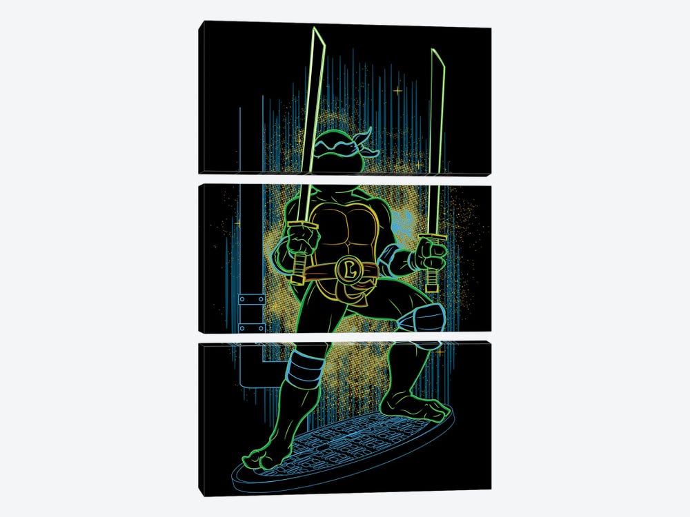 Shadow Of The Blue Ninja by Donnie Art 3-piece Canvas Artwork