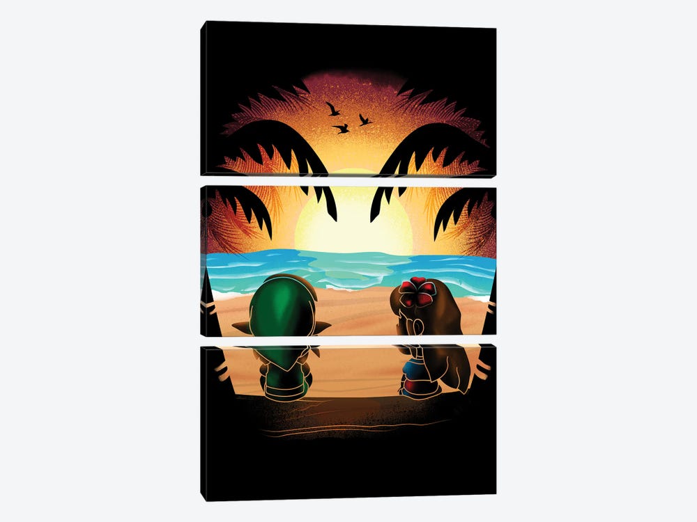 Sunset On Dream Island by Donnie Art 3-piece Canvas Print