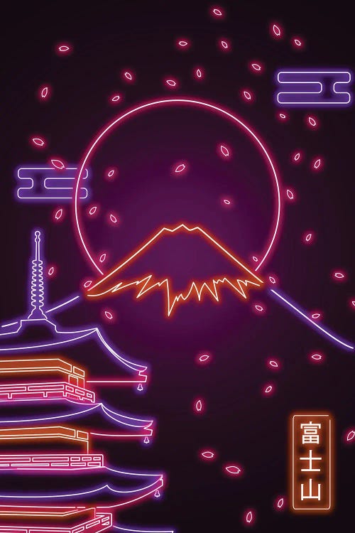 Neon Mount Fuji by Donnie Art wall art