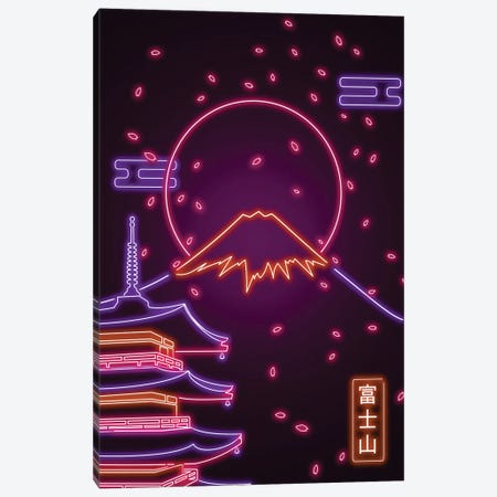 Neon Mount Fuji Canvas Print #DNI220} by Donnie Art Canvas Art