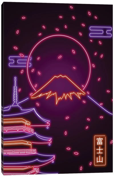 Neon Mount Fuji Canvas Art Print - Donnie Art