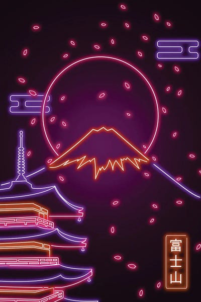Donnie Art: Neon Mount Fuji by Donnie Art