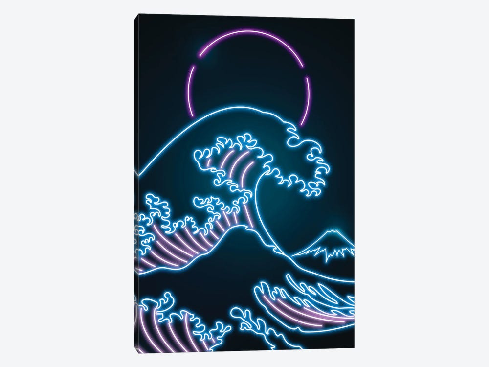 Neon Great Wave by Donnie Art 1-piece Canvas Art Print