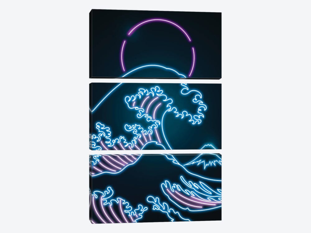 Neon Great Wave by Donnie Art 3-piece Art Print