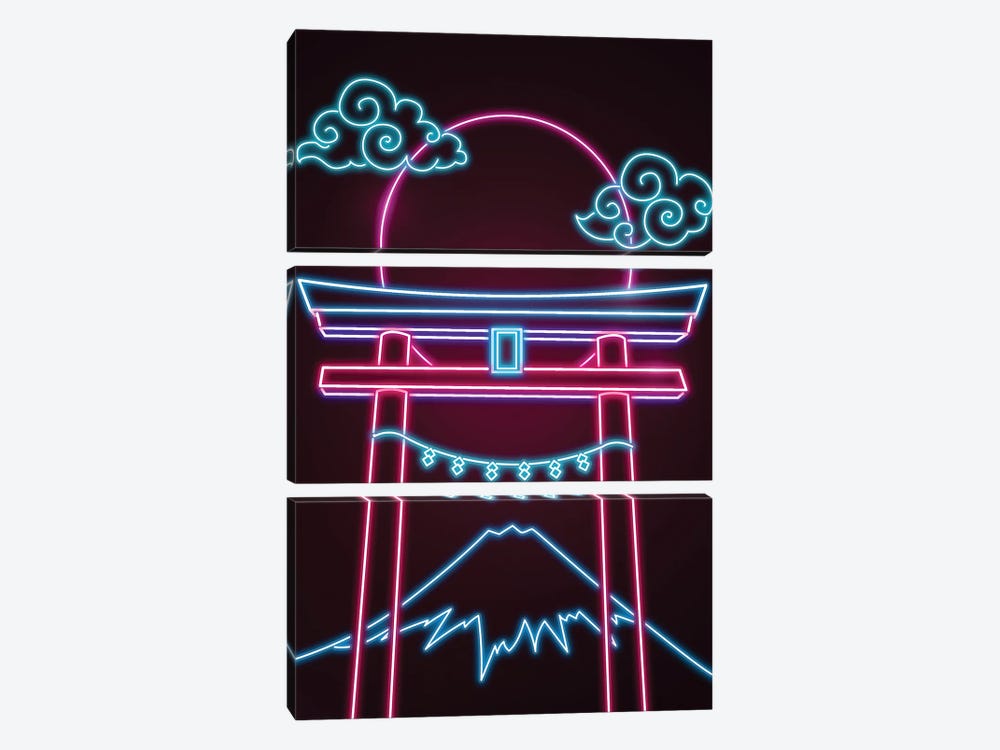 Neon Torii by Donnie Art 3-piece Canvas Wall Art