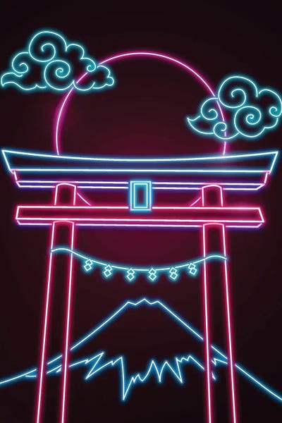 East Asian Culture: Neon Torii by Donnie Art