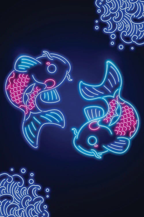 Neon Carp Koi by Donnie Art wall art