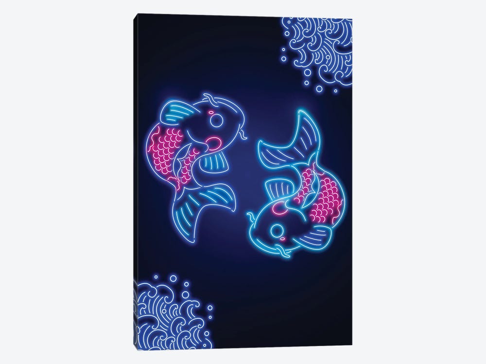 Neon Carp Koi by Donnie Art 1-piece Art Print