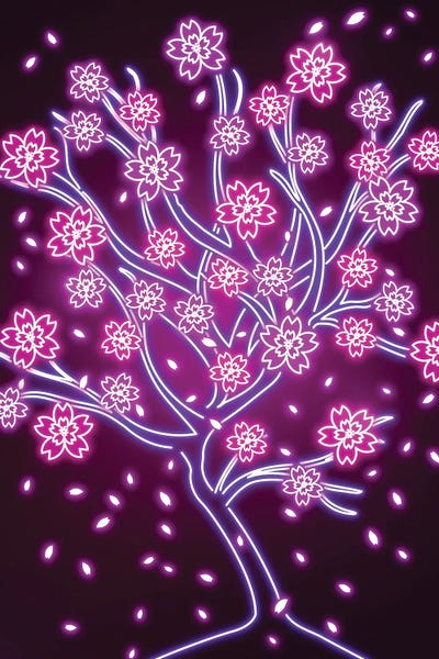 East Asian Culture: Neon Sakura by Donnie Art
