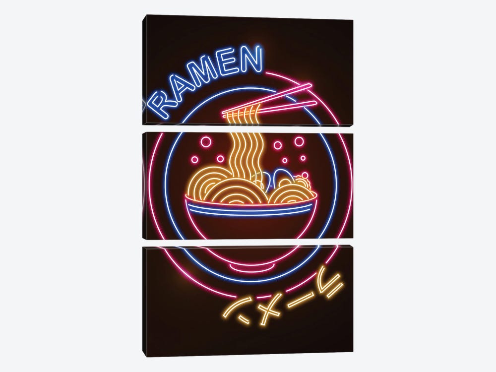 Neon Ramen Sign by Donnie Art 3-piece Canvas Wall Art
