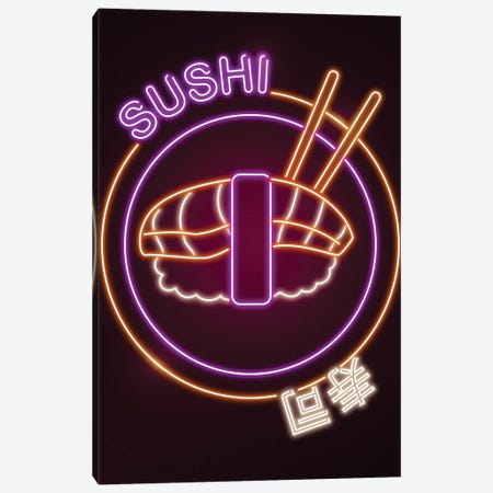 Neon Sushi Sign Canvas Print #DNI227} by Donnie Art Canvas Art Print