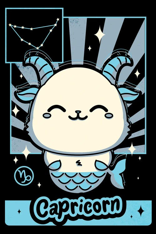Kawaii Zodiac Sign Capricorn by Donnie Art wall art