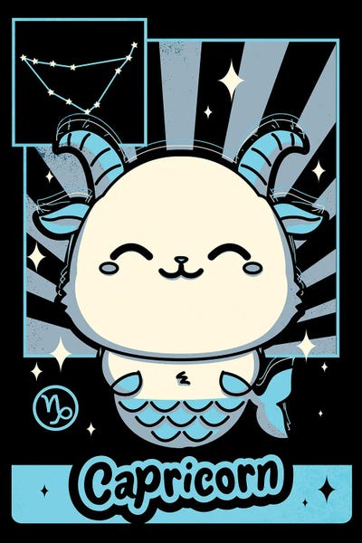 Rams: Kawaii Zodiac Sign Capricorn by Donnie Art