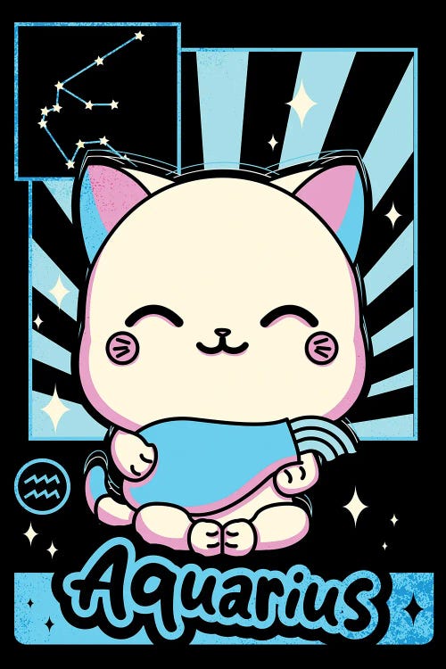 Kawaii Zodiac Sign Aquarius by Donnie Art wall art