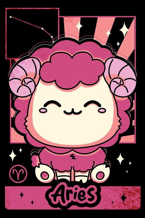Kawaii Zodiac Sign Aries by Donnie Art wall art