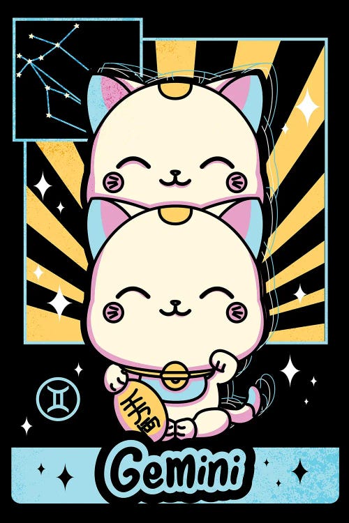 Kawaii Zodiac Sign Gemini by Donnie Art wall art